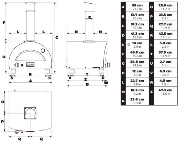 portbale tech 01 600x468 - Piec do pizzy Alfa Forni PORTABLE antyczny czerwony na gaz