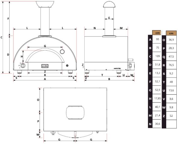 tech caslico 2 600x481 - Piec do pizzy Alfa Forni CLASSICO 2 szary na drewno