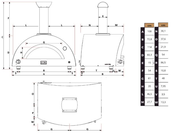 tech moderno 3 gas 600x478 - Piec do pizzy Alfa Forni MODERNO 3 na gaz i drewno szary