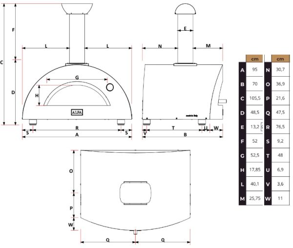 tech mopderno 2 600x508 - Piec do pizzy Alfa Forni MODERNO 2 na drewno szary