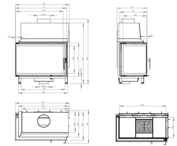 STMA 68x43L 600x496 - Wkład kominkowy HITZE STMA 68×43.L