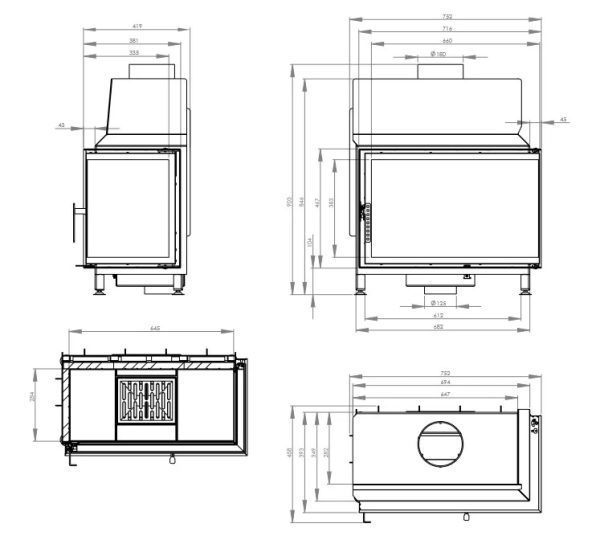 STMA 68x43R wymiar 600x540 - Wkład kominkowy HITZE STMA 68×43.R