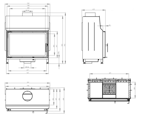 STMA 68x43S wymiar 600x491 - Wkład kominkowy HITZE STMA 68×43.S