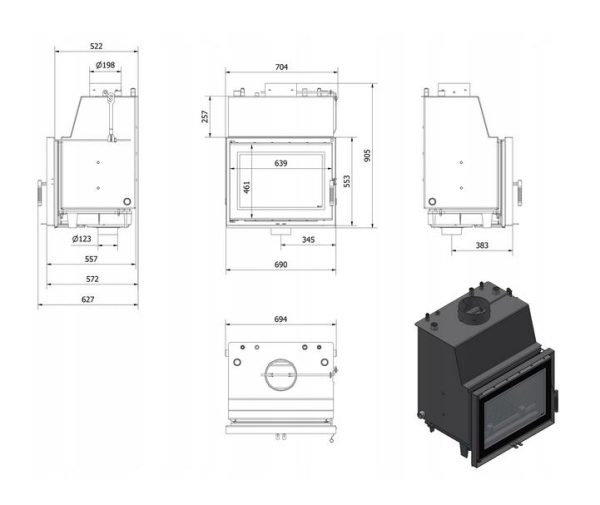 Zosia deco pw 14 wymiary 600x505 - Krb s vodným plášťom ZOSIA PW 14 kW DECO