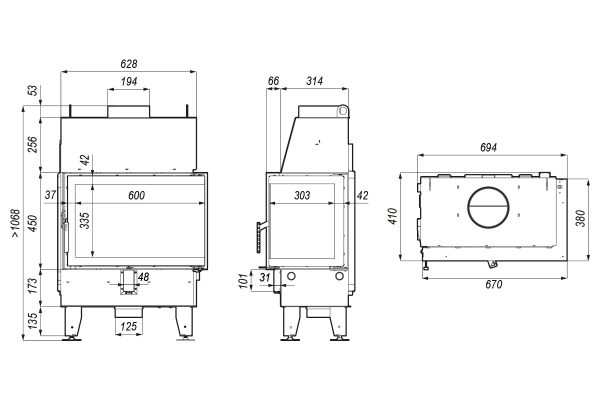 impuls sm bp 600x400 - Wkład kominkowy DEFRO IMPULS SM BP 8kW czarna ceramika