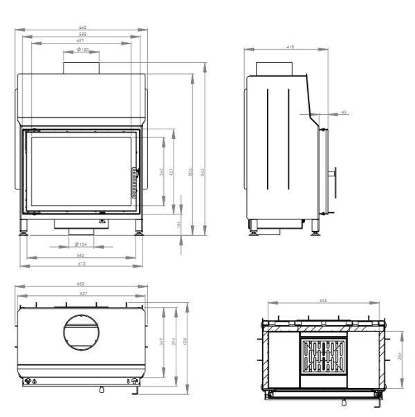 wymiar stma 54x39 1 600x603 - Wkład kominkowy HITZE STMA 54×39.S