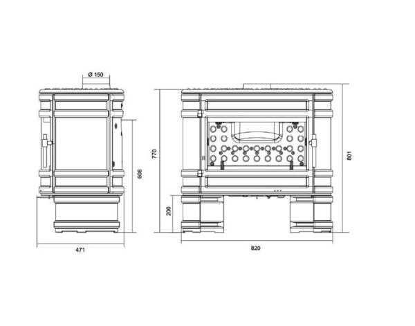 angor sch l 600x471 - Piec kominkowy żeliwny Invicta ANGOR antracyt