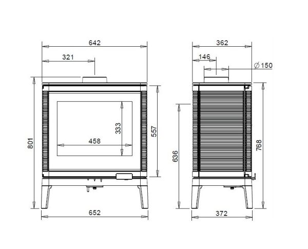 kazan ga sch l 600x485 - Piec kominkowy żeliwny Invicta KAZAN GA antracyt