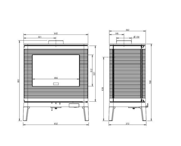 kazan sch l 600x484 - Piec kominkowy żeliwny Invicta KAZAN antracyt