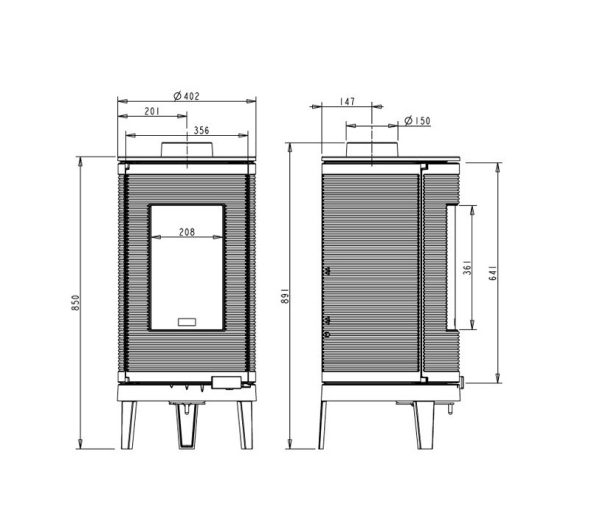 okino sch l 600x531 - Piec kominkowy żeliwny Invicta OKINO antracyt