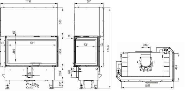 intra la blbp 600x292 - Wkład kominkowy DEFRO HOME INTRA LA BP G 16kW czarny