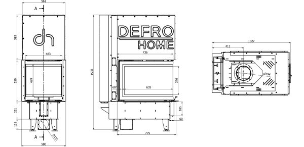 intra sm u g rys tech 600x291 - Fireplace insert DEFRO HOME INTRA SM U G 16kW