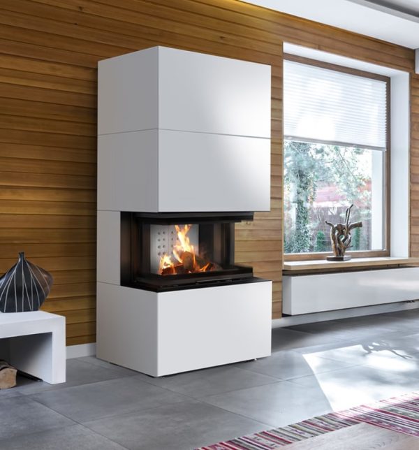 easy box bianko 1 600x644 - Kominek powietrzny trójstronny NBC 7 z zabudową HOME EASY BOX Bianco z domykaniem