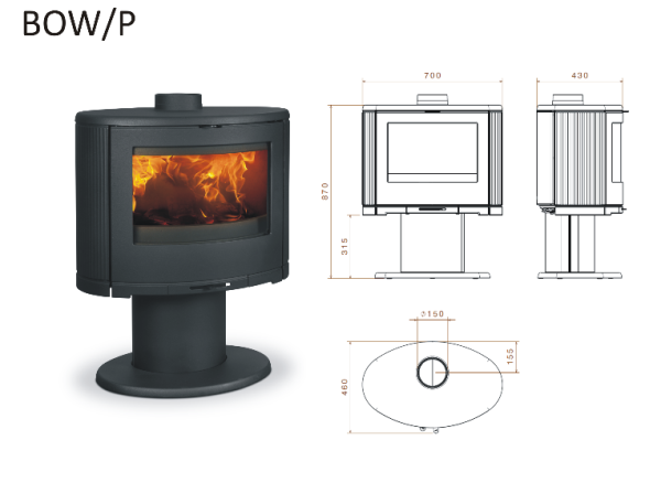 fd3dd9755ddce97806e85138799a4b5e 600x438 - Piecyk wolnostojący żeliwny na drewno Dovre Bow/P