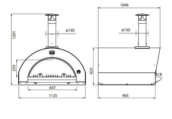 Family a gaz wymiary 100x80 1 600x415 - Piec do pizzy Pulcinella 100x80 opalany drewnem