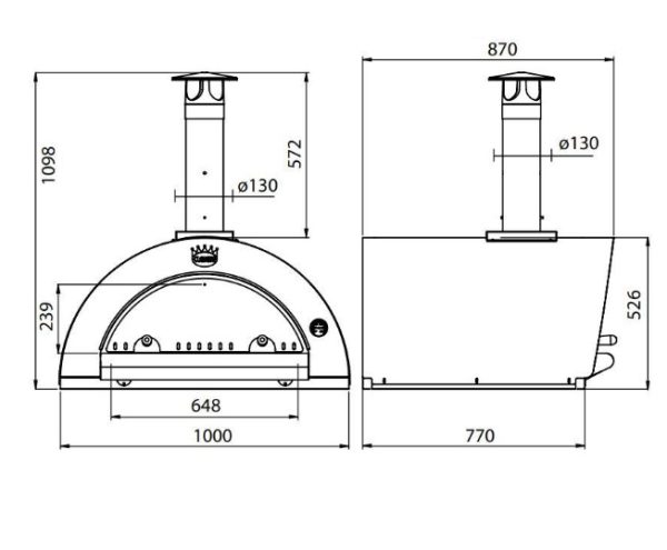 Family a gaz wymiary 80x60 1 600x495 - Piec do pizzy Family 80x60 opalany drewnem