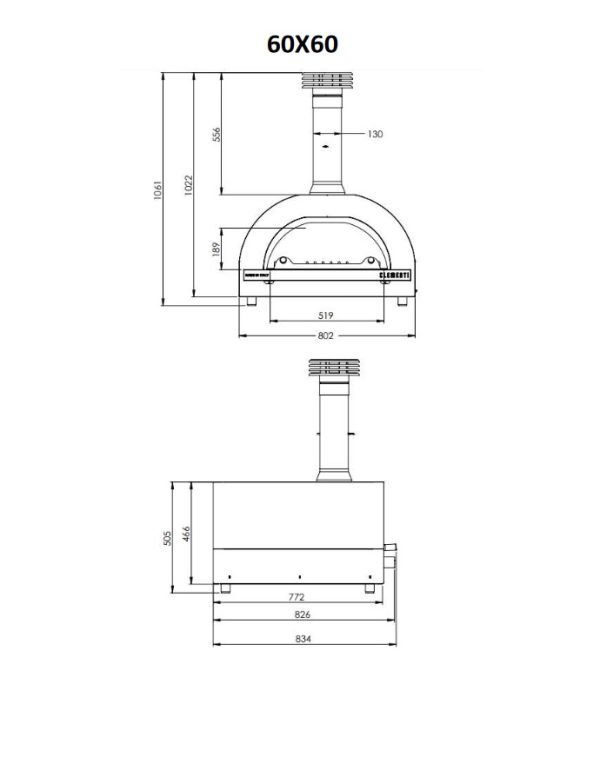 Gold a legna 60x60 1 600x770 - Piec do pizzy GOLD opalany drewnem 100x80