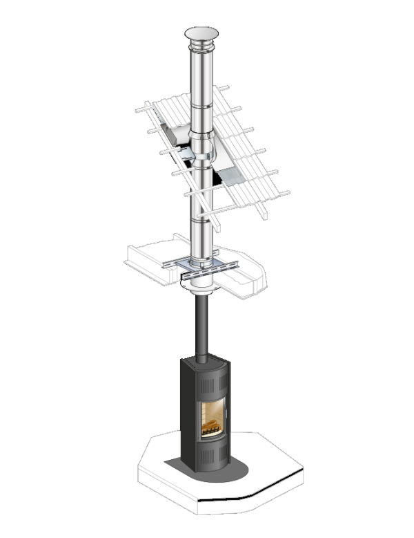 Tmz34obJsftm 600x778 - Insulated chimney for a 5m POUJOULAT DUALINOX fireplace fi 200