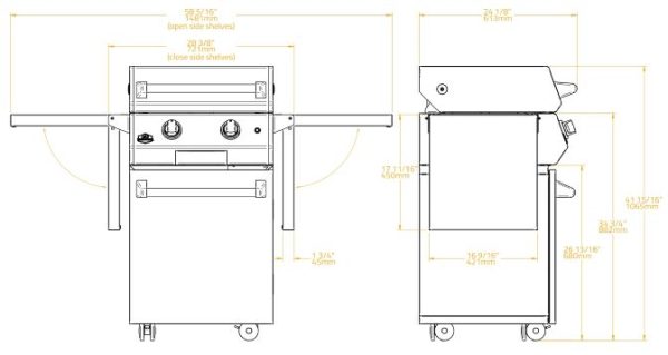 inox 20 4 600x319 - Grill gazowy Matte 20 czarny z podstawą z żeliwną płytą kuchenną