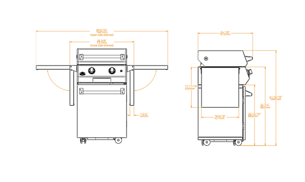 special 20 podstawa 600x358 - Grill gazowy Original 20 ze stali nierdzewnej z podstawą i żeliwną płytą kuchenną