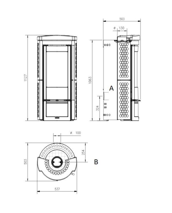 Liu wymiary 600x744 - Piec kominkowy La Nordica Liù