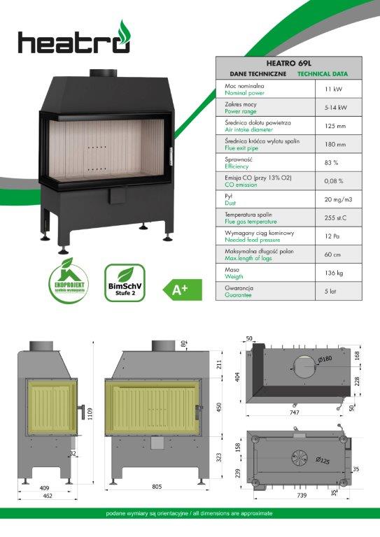 2020 06 08 katalog techniczny Heatro Part9 - Wkład kominkowy Hajduk Heatro 69L Black