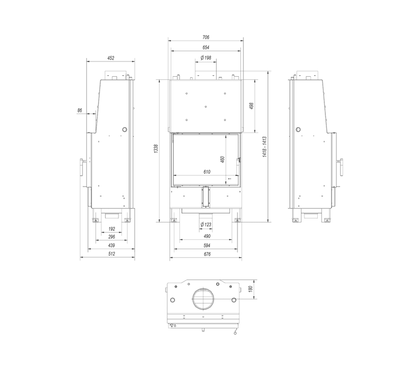 79308 l12pw v2 00 00 00   kom 1 600x559 - Kominek z płaszczem wodnym LUCY PW 12 kW czarne wyłożenie