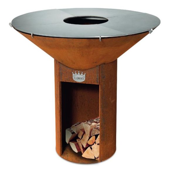 clementi bbq icon 80 2 600x600 - Grill - Palenisko ogrodowe Clementi Icon 80 Corten  w zestawie z pokrywą i rusztem