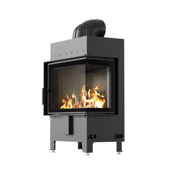lucy 12 prawy new black 600x629 - Kominek powietrzny stalowy KRATKI LUCY prawy BS 12 kW Ø 200 Czarne wyłożenie