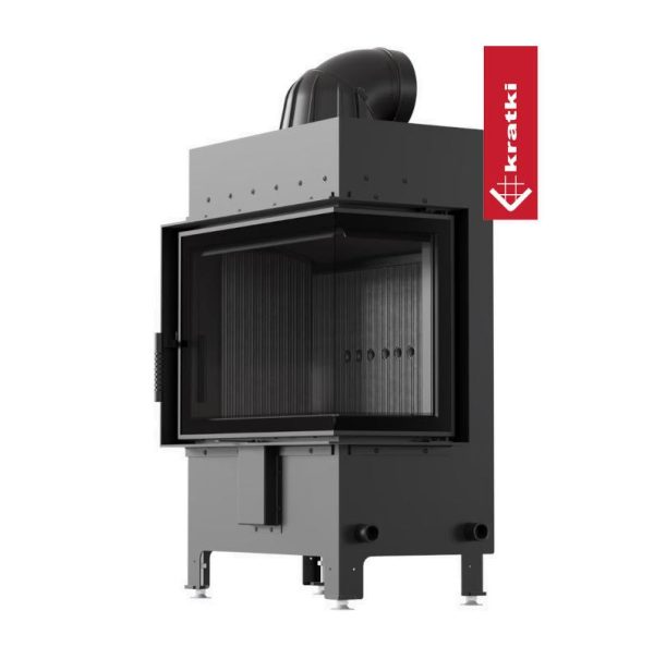lucy 12 prawy new black3 600x605 - Kominek powietrzny stalowy KRATKI LUCY prawy BS 12 kW Ø 200 Czarne wyłożenie