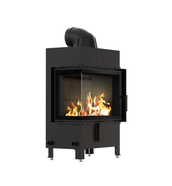 lucy 12lewy new black 1 600x650 - Kominek powietrzny stalowy KRATKI LUCY lewy BS 12 kW Ø 200 Czarne wyłożenie