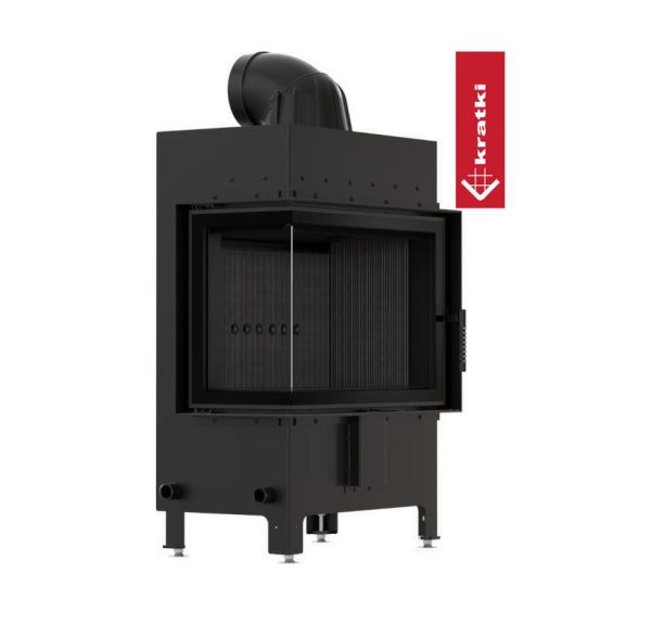 lucy 12lewy new black3 1 600x587 - Kominek powietrzny stalowy KRATKI LUCY lewy BS 12 kW Ø 200 Czarne wyłożenie