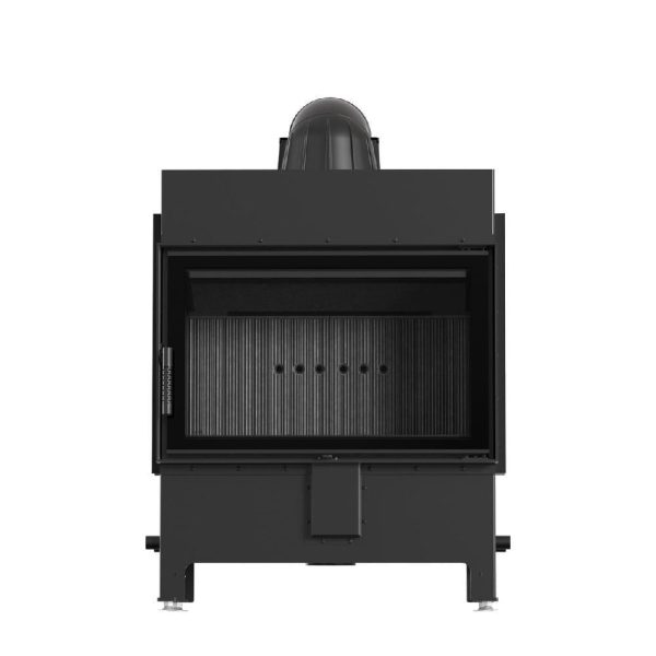 lucy 14 lewy new black 600x600 - Kominek powietrzny stalowy KRATKI LUCY lewy BS 14 kW Ø 200 czarne wyłożenie