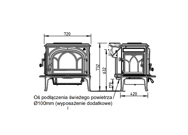 F 500 Eco SE BP prod 1 item rozmiar 600x431 - Klasyczny żeliwny piec na drewno  Jøtul F 500 ECO BP