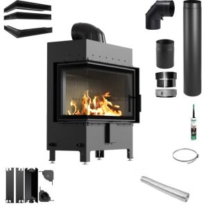 Zestaw Lucy 14 lewy new black 300x300 - Zestaw kominek powietrzny stalowy KRATKI LUCY lewy BLACK 14 kW Ø 200 z akcesoriami