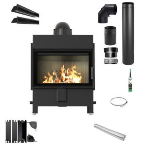 Zestaw Lucy 14 new black 300x300 - Zestaw kominek powietrzny stalowy KRATKI LUCY 14 kW Ø 200 BLACK z akcesoriami