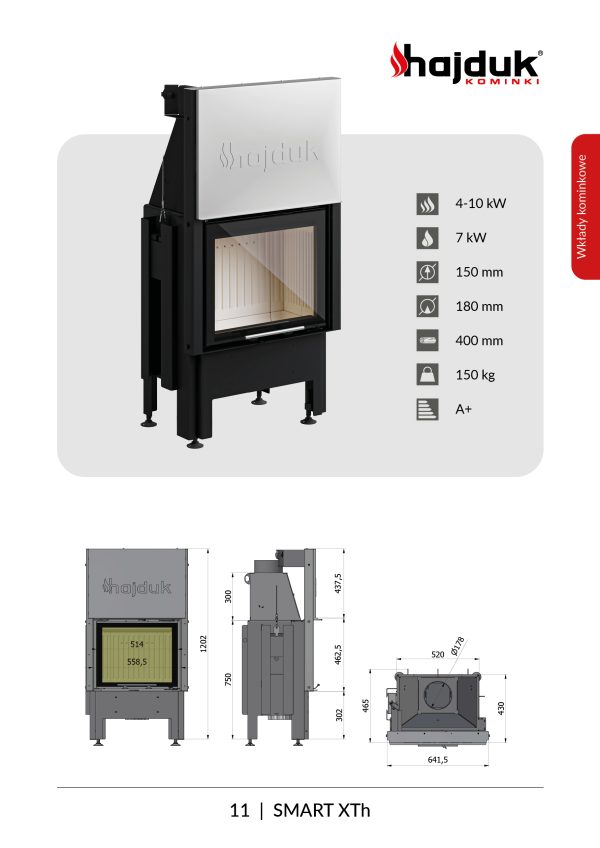 Smart XTh karta techniczna 600x848 - Hajduk Smart XTH fireplace insert