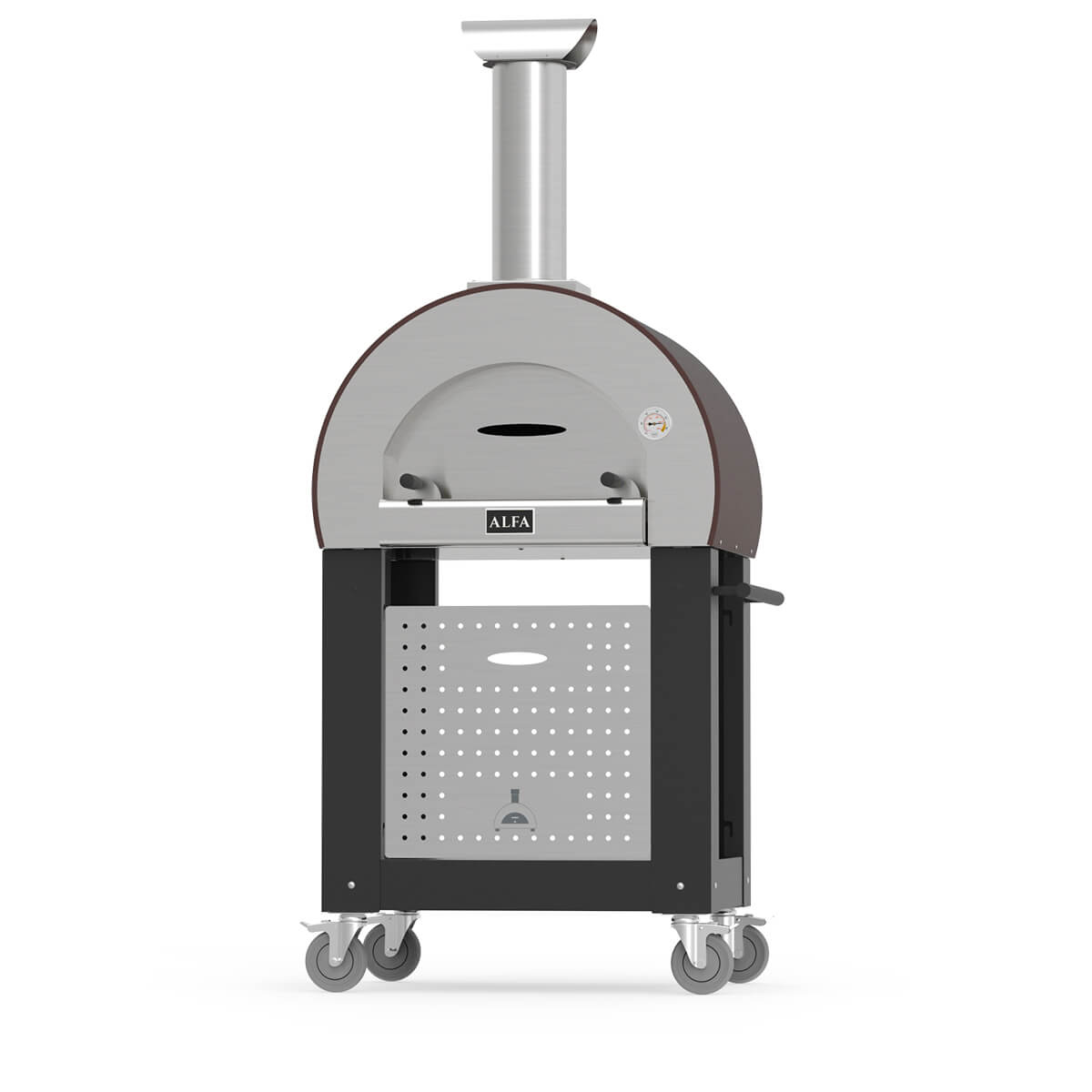 Kominek powietrzny stalowy KRATKI LUCY 16 kW Ø 200 Czarne wyłożenie base 5minuti alfaforni wood fired pizza oven black 1 - Kominek powietrzny stalowy KRATKI LUCY 16 kW Ø 200 Czarne wyłożenie