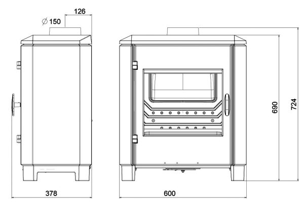 carolo schemat l 1 600x399 - Piec wolno stojący żeliwny  INVICTA CAROLO z doprowadzeniem powietrza, antracyt