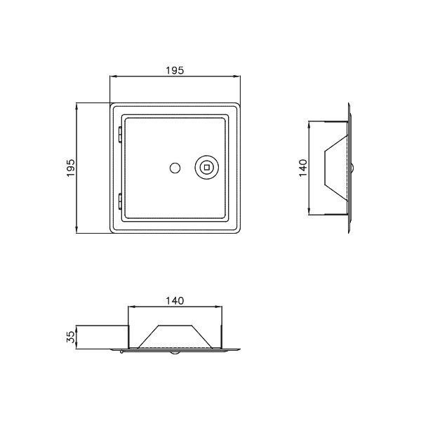 dodatki drzwi wyczystki izolowane rysunek 14x14 1 - Säurefeste, isolierte Reinigungstür 140x140mm