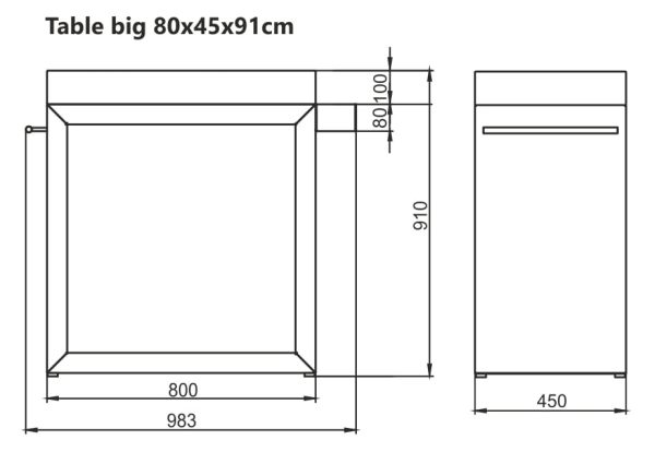 artiss stolik duzy wymiary 600x414 - Artiss stolik duży 80x45x91cm grafit