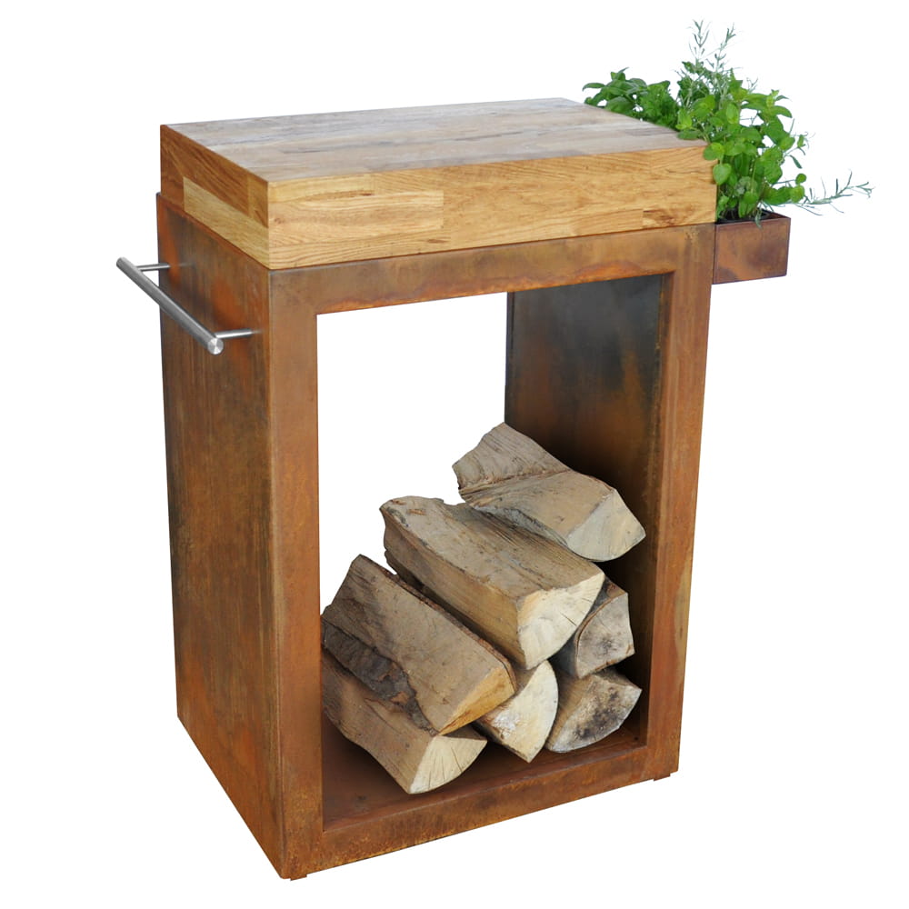 Palenisko-grill ogrodowy Artiss G8 grafit szafka artiss 60x80 corten blat drewniany 2b - Palenisko-grill ogrodowy Artiss G8 grafit