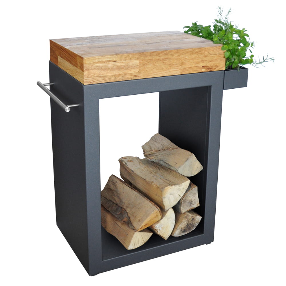 Żeliwny piecyk na drewno Jøtul F 105 R LL szafka artiss 60x80 grafit blat drewniany 2b - Żeliwny piecyk na drewno Jøtul F 105 R LL