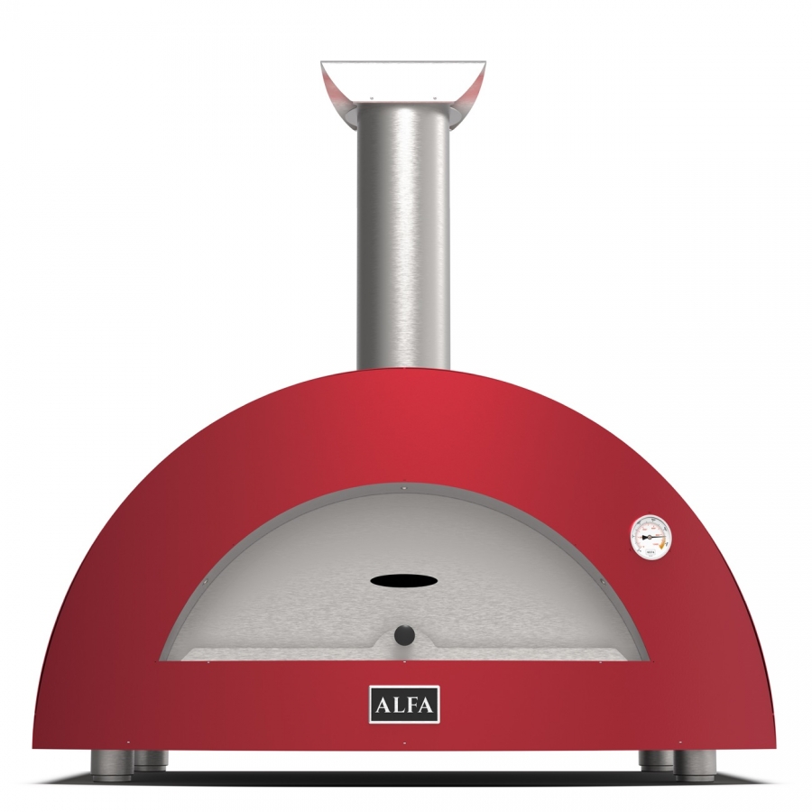 moderno 3 pizzerossolegnafrontale112 - Piec do pizzy Alfa Forni MODERNO 2 na gaz i drewno czerwony antyczny