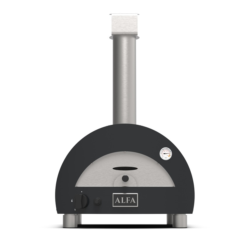 portbale gray - Hybrydowy piec do pizzy Alfa Forni BRIO srebrno-czarny z podstawą (drewno, gaz)