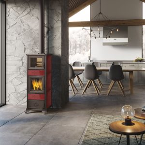 DECOR C bordeaux 300x300 - Freestanding wood-burning stove DECOR C with a maroon oven