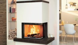 Piec kaflowy w nowoczesnym wnętrzu