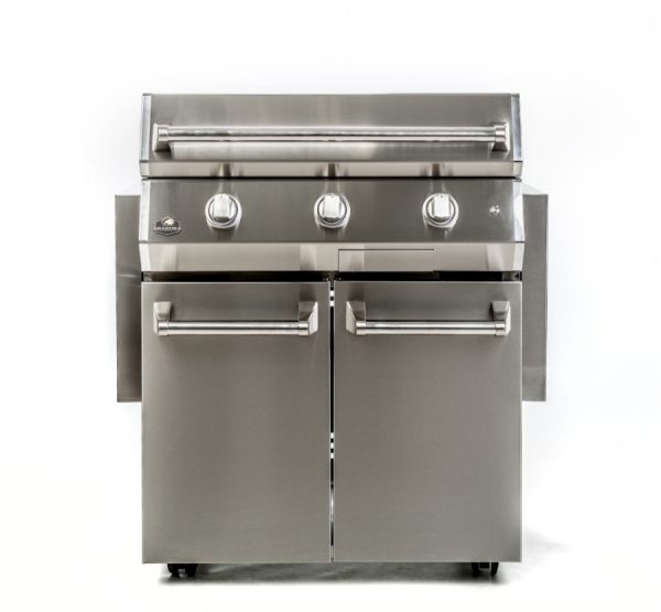 cart 30 2 600x555 - Grill gazowy INOX 30 ze stali nierdzewnej z podstawą i płytą kuchenną ze stali nierdzewnej