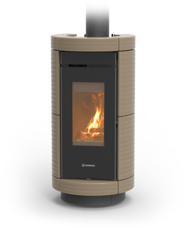 Żeliwny piecyk na drewno Jøtul F 105 R LL Thermorossi colors Dorica wood maiolica tortora - Żeliwny piecyk na drewno Jøtul F 105 R LL